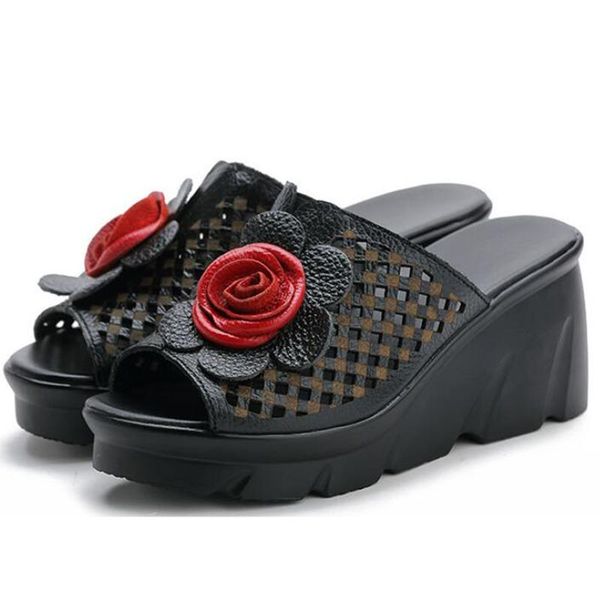 est classic flower cowhide summer slipper elegant fashion sandals woman shoes high heel slippers women leather, Black
est classic flower cowhide summer slipper elegant fashion sandals woman shoes high heel slippers women leather, Black
