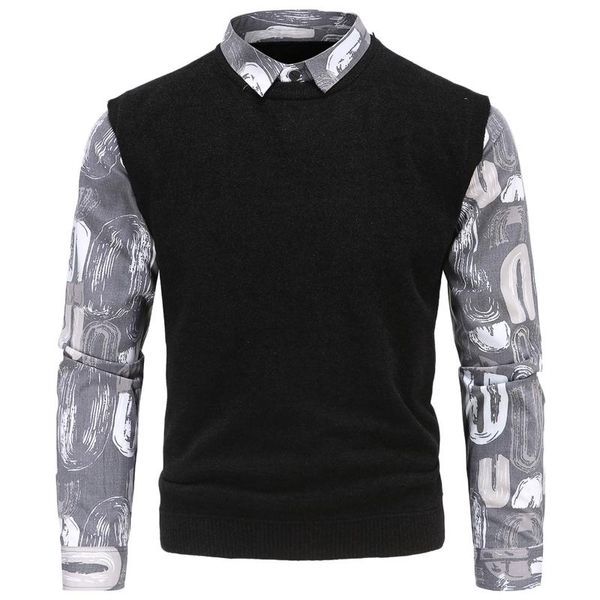 men's sweaters telotuny fashion slim printed shirt fake two-piece sweater british styleblouse 2021 autumn and winter pullovers, White;black
men's sweaters telotuny fashion slim printed shirt fake two-piece sweater british styleblouse 2021 autumn and winter pullovers, White;black