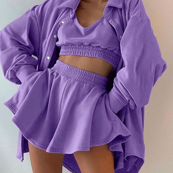 women's tracksuits fashion women sport outfits tracksuit casual solid three piece set long sleeve shirt coats + vest+shorts suits, Gray
women's tracksuits fashion women sport outfits tracksuit casual solid three piece set long sleeve shirt coats + vest+shorts suits, Gray