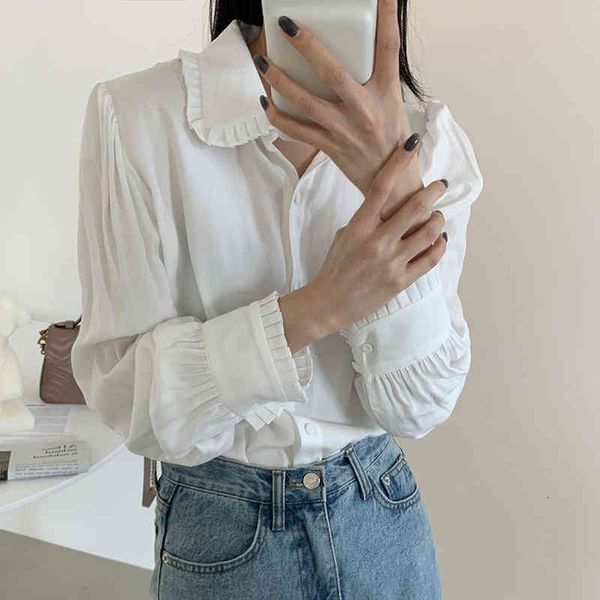 dress autumn korean solid long sleeve turn-down collar casual loose retro shirts women sweet elegant blouses, White
dress autumn korean solid long sleeve turn-down collar casual loose retro shirts women sweet elegant blouses, White