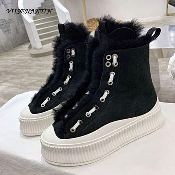 boots wool lining high-woman platform sneakers comfortable casual lace-up round toe thick soled ankle snow designer shoes, Black
boots wool lining high-woman platform sneakers comfortable casual lace-up round toe thick soled ankle snow designer shoes, Black