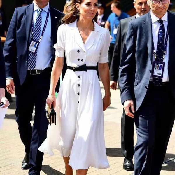 party dresses kate middleton v-neck short sleeve single breasted elegance slim fit belt bow white midi dress women runway designer, White;black
party dresses kate middleton v-neck short sleeve single breasted elegance slim fit belt bow white midi dress women runway designer, White;black