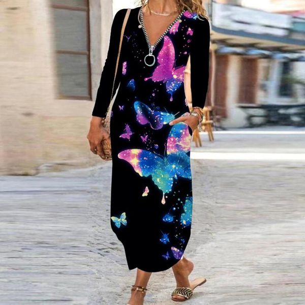 casual dresses 40# tie-dye butterfly printed maxi dress women irregular zipper v neck long sleeve pocket elegant chiffon, Black;gray
casual dresses 40# tie-dye butterfly printed maxi dress women irregular zipper v neck long sleeve pocket elegant chiffon, Black;gray