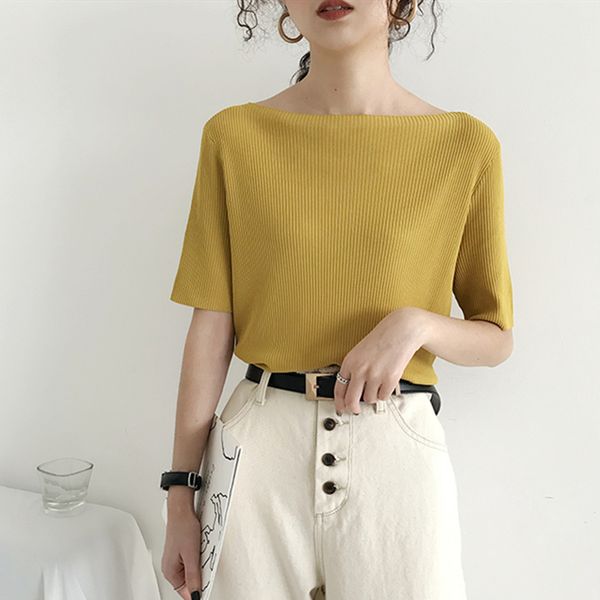 colorfaith new 2021 women summer t-shirts solid multi 6 colors bottoming casual slash neck knitting elasticity wild t1608, White
colorfaith new 2021 women summer t-shirts solid multi 6 colors bottoming casual slash neck knitting elasticity wild t1608, White