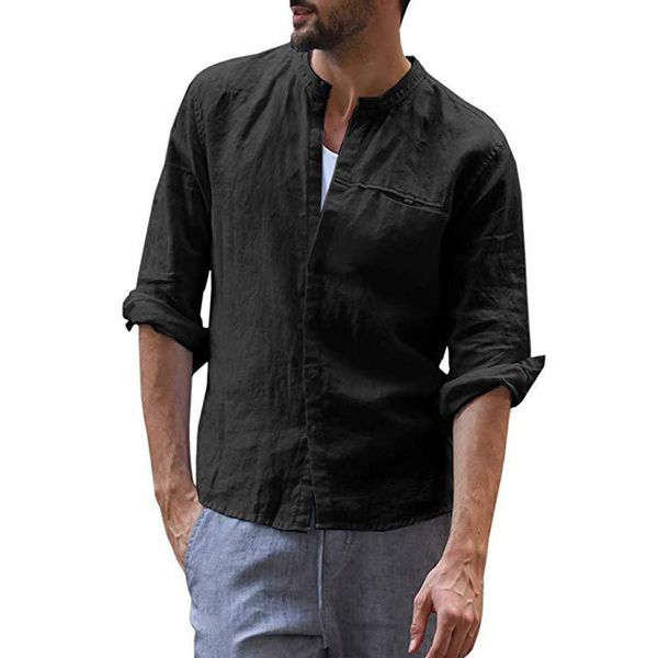 men's casual shirts fashion camisa long sleeve shirt men pure color cotton linen male blouse streetwear masc cnrf, White;black
men's casual shirts fashion camisa long sleeve shirt men pure color cotton linen male blouse streetwear masc cnrf, White;black