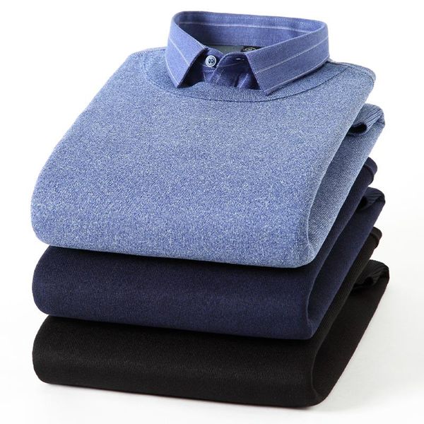 men's sweaters 2021 winter high-end brand knitwear business casual fake two-piece pullover warm shirt male classic fashion sweater, White;black
men's sweaters 2021 winter high-end brand knitwear business casual fake two-piece pullover warm shirt male classic fashion sweater, White;black
