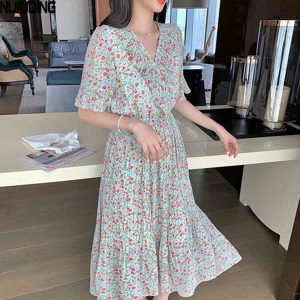 women's vintage chiffon dresses summer short sleeve floral print ruffle pleated dress woman mid-calf vostidos 210514, Black;gray
women's vintage chiffon dresses summer short sleeve floral print ruffle pleated dress woman mid-calf vostidos 210514, Black;gray