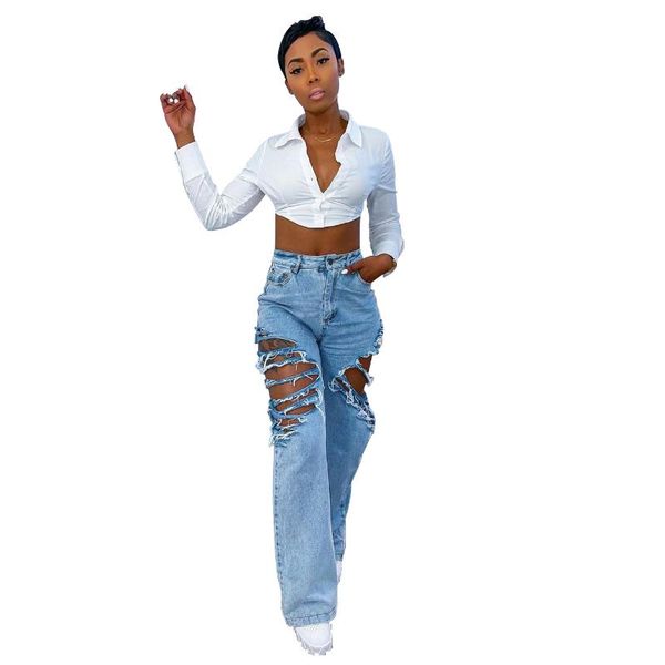 women's jeans streetwear high waist fashion women ripped hole wide leg pants trousers female jean femme denim bagge, Blue
women's jeans streetwear high waist fashion women ripped hole wide leg pants trousers female jean femme denim bagge, Blue