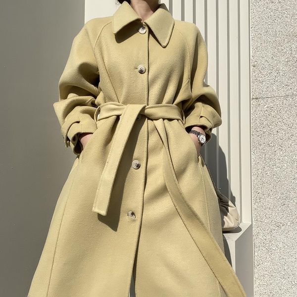 women's wool & blends winter 2021 single breast coat with belt double faced 100% x-long design high end korean women handmade coats, Black
women's wool & blends winter 2021 single breast coat with belt double faced 100% x-long design high end korean women handmade coats, Black