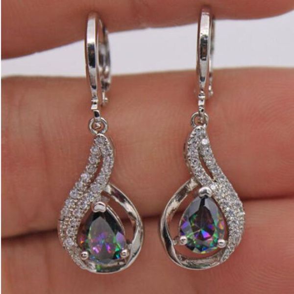 seven rainbow z earrings with diamond and water drop earrings for women, Silver
seven rainbow z earrings with diamond and water drop earrings for women, Silver