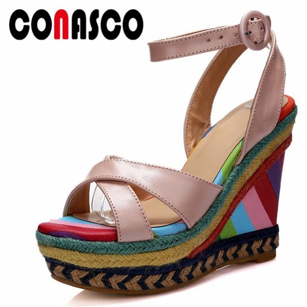 1fashion women ankle strap sandals genuine leather summer wedges high heels shoes buckle platforms quality woman, Black
1fashion women ankle strap sandals genuine leather summer wedges high heels shoes buckle platforms quality woman, Black