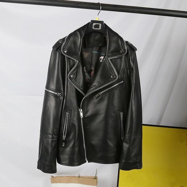 women's leather & faux genuine jackets womens casual loose short pockets zippers turn-down collar natural sheepskin vintage biker jacke, Black
women's leather & faux genuine jackets womens casual loose short pockets zippers turn-down collar natural sheepskin vintage biker jacke, Black