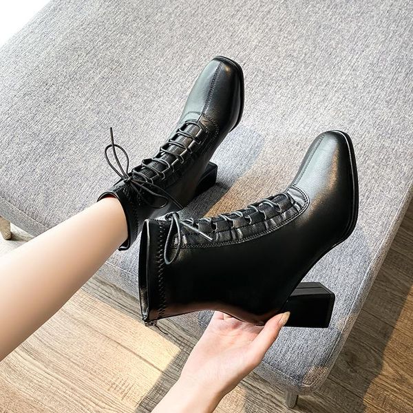 leather boots women 2021 spring autumn ankle booties high heels shoes lace up zip fashion female boot casual platform, Black
leather boots women 2021 spring autumn ankle booties high heels shoes lace up zip fashion female boot casual platform, Black