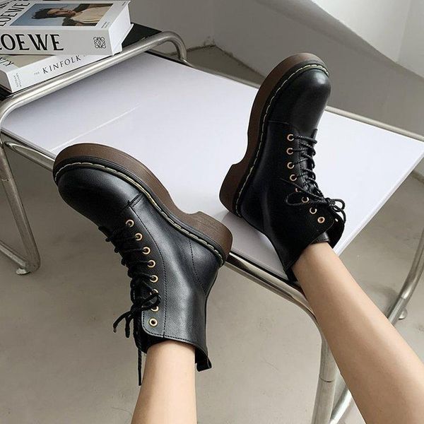 boots 2021 leather ankle women platform motorcycle booties female autumn winter shoes woman goth thick with short, Black
boots 2021 leather ankle women platform motorcycle booties female autumn winter shoes woman goth thick with short, Black