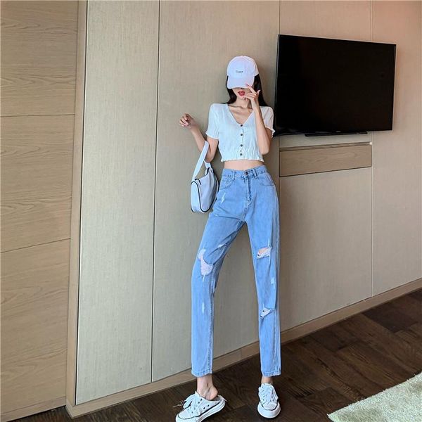 women's jeans light blue boyfriend for women summer high waist cozy was thin slim hole section nine points haroun pants
women's jeans light blue boyfriend for women summer high waist cozy was thin slim hole section nine points haroun pants