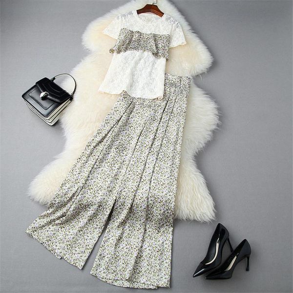 summer elegant 2021 pants 2 piece set women fashion designers print patchwork lace and wide leg suit sets twinset women's tracksuits, Gray
summer elegant 2021 pants 2 piece set women fashion designers print patchwork lace and wide leg suit sets twinset women's tracksuits, Gray