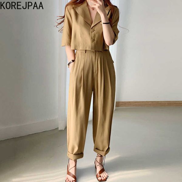 korejpaa women sets summer korean chic retro lapel two button short suit jacket high waist loose casual wide-leg trousers 210526, White
korejpaa women sets summer korean chic retro lapel two button short suit jacket high waist loose casual wide-leg trousers 210526, White