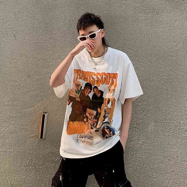 2021 summer new high street cartoon printed short t-shirt men's fashion brand loose half sleeve round neck t-shirt, White
2021 summer new high street cartoon printed short t-shirt men's fashion brand loose half sleeve round neck t-shirt, White