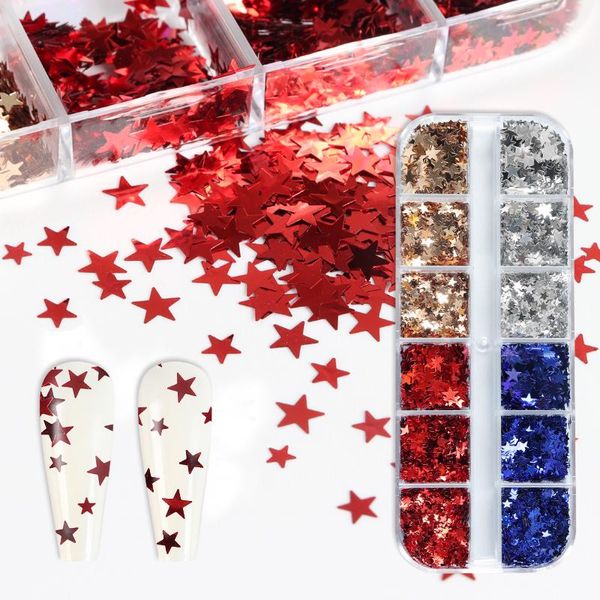 nail art decorations red blue five-pointed star glitter sequins shiny silver gold mixed size flake decoration for nails design
nail art decorations red blue five-pointed star glitter sequins shiny silver gold mixed size flake decoration for nails design