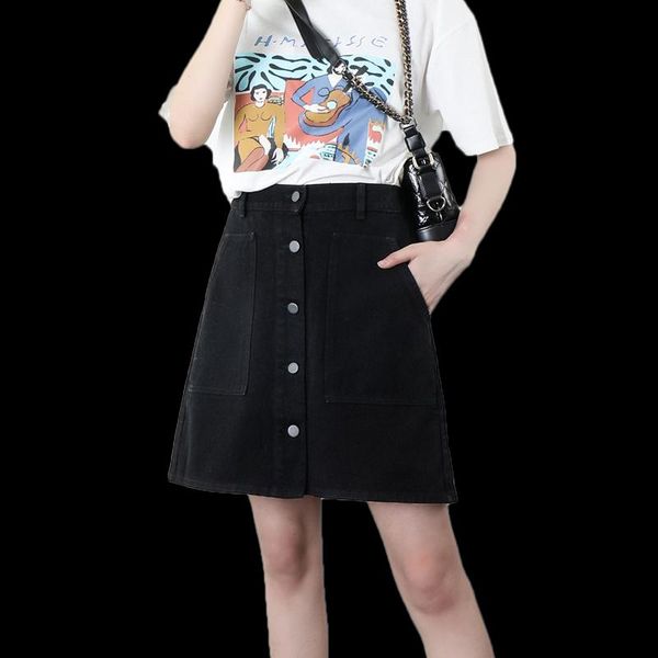 denim women mini skirt summer vintage high waist korean single button pockets blue jeans a-line ladies saia jupe femme skirts, Black
denim women mini skirt summer vintage high waist korean single button pockets blue jeans a-line ladies saia jupe femme skirts, Black