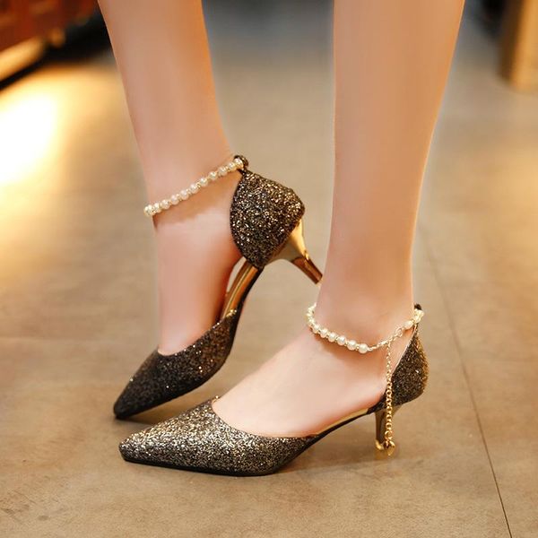 dress shoes pointed toe pearl high heels female fashion hollow with sandals paillette of the thin breathable women pumps, Black
dress shoes pointed toe pearl high heels female fashion hollow with sandals paillette of the thin breathable women pumps, Black