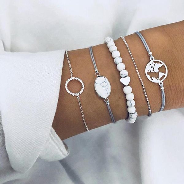 link, chain 5pcs/lot boho heart style natural stone bracelets set for women girls hollow map link jewelry gifts pulseras, Black
link, chain 5pcs/lot boho heart style natural stone bracelets set for women girls hollow map link jewelry gifts pulseras, Black