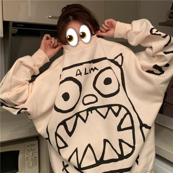 women's hoodies & sweatshirts 2021 autumn/winter female oversize fleece thick long sleeve hipster printing pullover, Black
women's hoodies & sweatshirts 2021 autumn/winter female oversize fleece thick long sleeve hipster printing pullover, Black