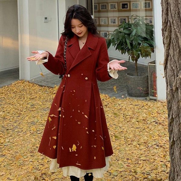 women's wool & blends 2021 spring and autumn black red suit collar woolen coat ladies fashion big hem outwear womens jacket e480
women's wool & blends 2021 spring and autumn black red suit collar woolen coat ladies fashion big hem outwear womens jacket e480
