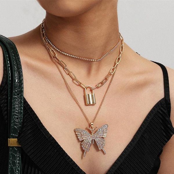 pendant necklaces diezi big butterfly lock multilayer choker women ladies full rhinestone jewelry fashion 2021, Silver
pendant necklaces diezi big butterfly lock multilayer choker women ladies full rhinestone jewelry fashion 2021, Silver