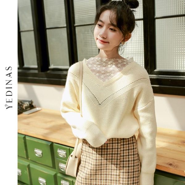 women's sweaters yedinas korean style sweater women long sleeve pullover sweet laides jumper knitted 2021 winter autumn elegant, White;black
women's sweaters yedinas korean style sweater women long sleeve pullover sweet laides jumper knitted 2021 winter autumn elegant, White;black