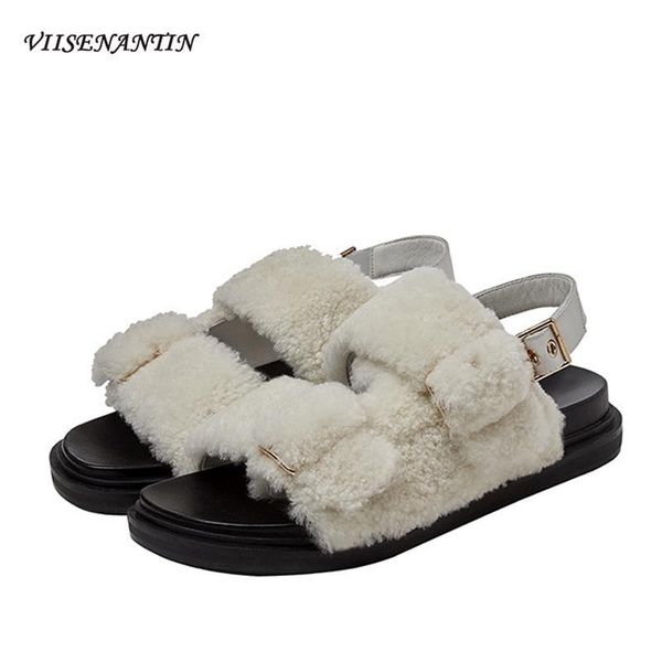 sandals autumn winter fashion fur flat women round toe open thick bottom belt buckle decor korean version roman shoes 4r7g, Black
sandals autumn winter fashion fur flat women round toe open thick bottom belt buckle decor korean version roman shoes 4r7g, Black