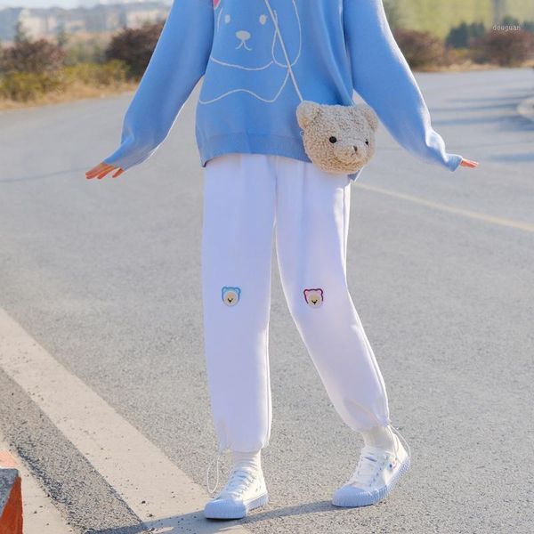 women's pants & capris japanese sweet cute student sweatpants kawaii soft girl cartoon bear embroidery wild loose trousers women casual, Black;white
women's pants & capris japanese sweet cute student sweatpants kawaii soft girl cartoon bear embroidery wild loose trousers women casual, Black;white