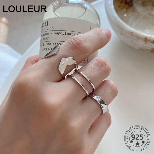 louleur real 925 sterling silver minimalist ring french style wide adjustable open rings for women fashion luxury fine jewelry cluster, Golden;silver 
louleur real 925 sterling silver minimalist ring french style wide adjustable open rings for women fashion luxury fine jewelry cluster, Golden;silver