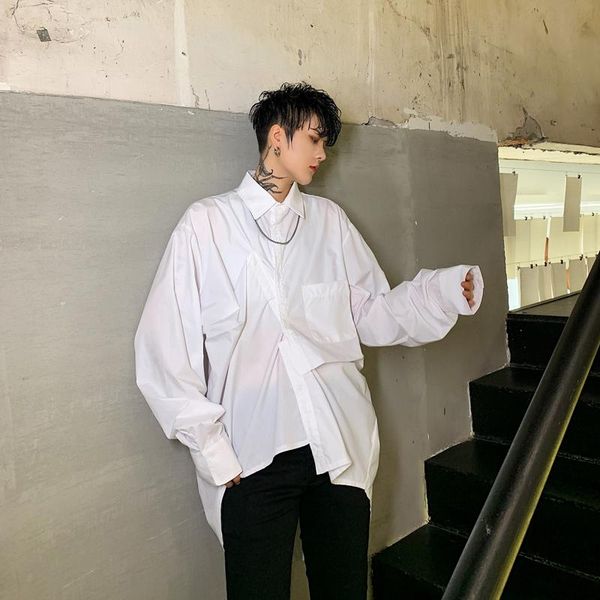 male streetwear hip hop party dress shirt stage clothes men japan style irregular pleated design loose casual long sleeve men's shirts, White;black
male streetwear hip hop party dress shirt stage clothes men japan style irregular pleated design loose casual long sleeve men's shirts, White;black