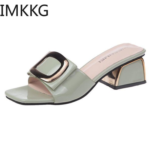 slippers 2021 summer woman female metal buckle square high heels patent leather beach shoes, Black
slippers 2021 summer woman female metal buckle square high heels patent leather beach shoes, Black
