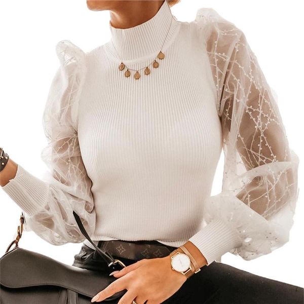 casual women sheer mesh puff sleeve blouse ladies see-through long knitted sweater shirts slim club black white women's blouses &
casual women sheer mesh puff sleeve blouse ladies see-through long knitted sweater shirts slim club black white women's blouses &