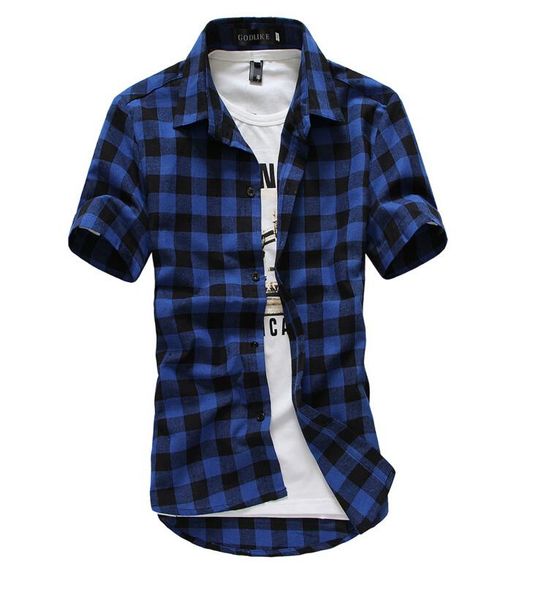 men's casual shirts men smart plaid shirt summer fashion chemise short sleeve turn-down checkered blouse, White;black
men's casual shirts men smart plaid shirt summer fashion chemise short sleeve turn-down checkered blouse, White;black