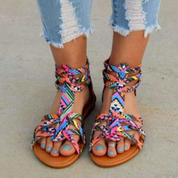 summer bohemia women sandals t-strap open toe flat gladiator vintage print beach woman shoes, Black
summer bohemia women sandals t-strap open toe flat gladiator vintage print beach woman shoes, Black