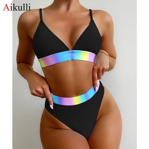 women's swimwear stitching high waist bikinis swimsuist v-neck push up 2021 summer bikini set female swim bathing suits, White;black
women's swimwear stitching high waist bikinis swimsuist v-neck push up 2021 summer bikini set female swim bathing suits, White;black