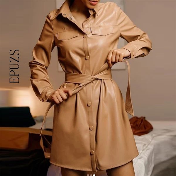 fashion belt pu leather jacket women fur coat casual loose long sleeve yellow black female biker 210521
fashion belt pu leather jacket women fur coat casual loose long sleeve yellow black female biker 210521