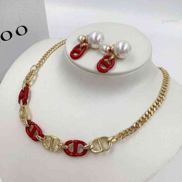 luxury designer fashion necklace d home / dijia 2021 red personalized pearl earrings cd trend, Red;brown
luxury designer fashion necklace d home / dijia 2021 red personalized pearl earrings cd trend, Red;brown