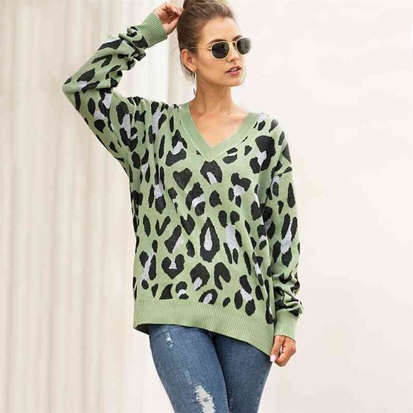 v neck leopard print oversized pullover female autumn winter casual loose sweater jumper streetwear pull femme 210427, White;black
v neck leopard print oversized pullover female autumn winter casual loose sweater jumper streetwear pull femme 210427, White;black