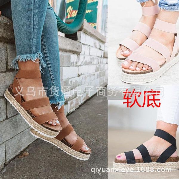 leisure wedges med gladiator sandals women elastic band rome sewing striped concise plus size summer bohemian shoes, Black
leisure wedges med gladiator sandals women elastic band rome sewing striped concise plus size summer bohemian shoes, Black