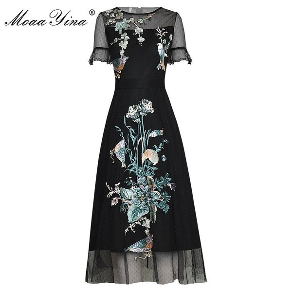 fashion runway dress summer women's dress short sleeve mesh flowers embroidery dresses 210524, Black;gray
fashion runway dress summer women's dress short sleeve mesh flowers embroidery dresses 210524, Black;gray