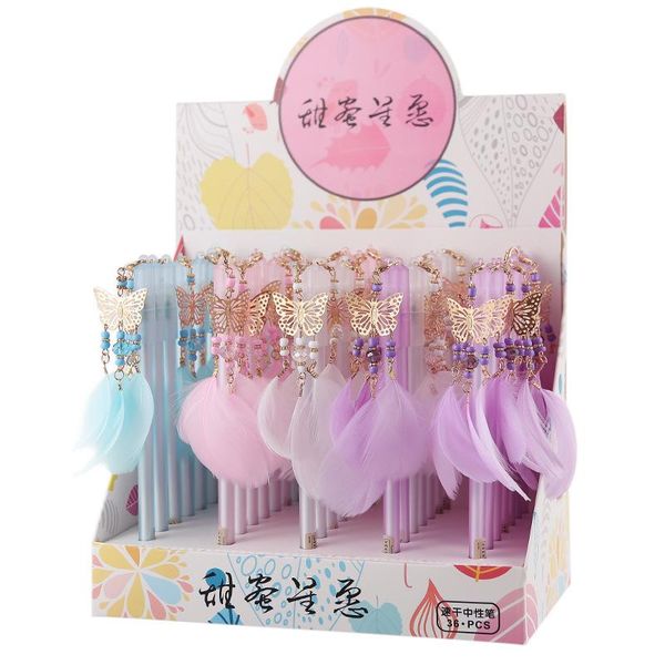gel pens 1 butterfly feather pendant pen cute 0.5 mm black ink signature school office writing supplies exquisite gifts 
gel pens 1 butterfly feather pendant pen cute 0.5 mm black ink signature school office writing supplies exquisite gifts