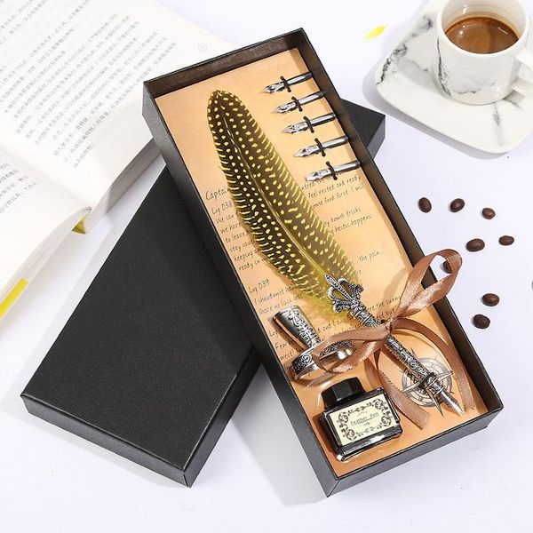 feather pen retro writing personality gift box packaging stationery set alloy holder stainless steel nib fountain pens
feather pen retro writing personality gift box packaging stationery set alloy holder stainless steel nib fountain pens