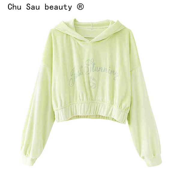 college style chic sequins letter women autumn hooded jacket casual fashion fluorescent green short pullover hoodies 210508, Black
college style chic sequins letter women autumn hooded jacket casual fashion fluorescent green short pullover hoodies 210508, Black