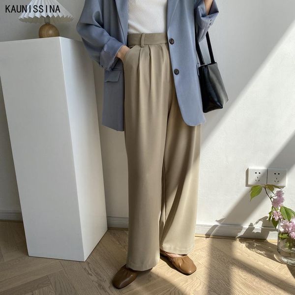 women wide leg pants drape loose straight high waist female blazer suit trousers full length zipper chic women's & capris, Black;white
women wide leg pants drape loose straight high waist female blazer suit trousers full length zipper chic women's & capris, Black;white
