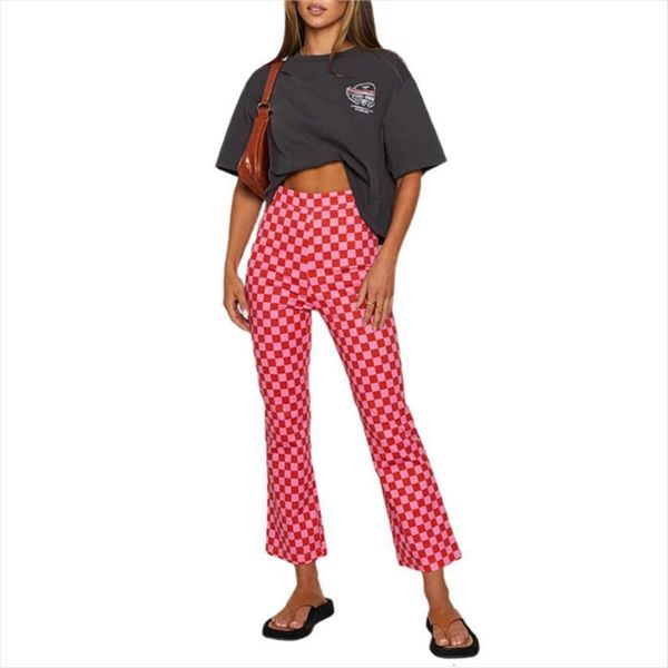 spring summer vintage plaid print women pant flare casual high waist slim fit trousers elastic long streetwear, Black;white
spring summer vintage plaid print women pant flare casual high waist slim fit trousers elastic long streetwear, Black;white