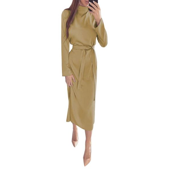 casual dresses elegant women long sleeve turtleneck autumn winter solid basic midi dress female party with belt vestidos, Black;gray
casual dresses elegant women long sleeve turtleneck autumn winter solid basic midi dress female party with belt vestidos, Black;gray